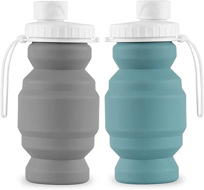 SPECIAL MADE Collapsible Water Bottles Cups Leakproof Valve Reusable BPA Free Silicone Foldable Travel Water Bottle Cup for Gym Camping Hiking Travel Sports Lightweight Durable