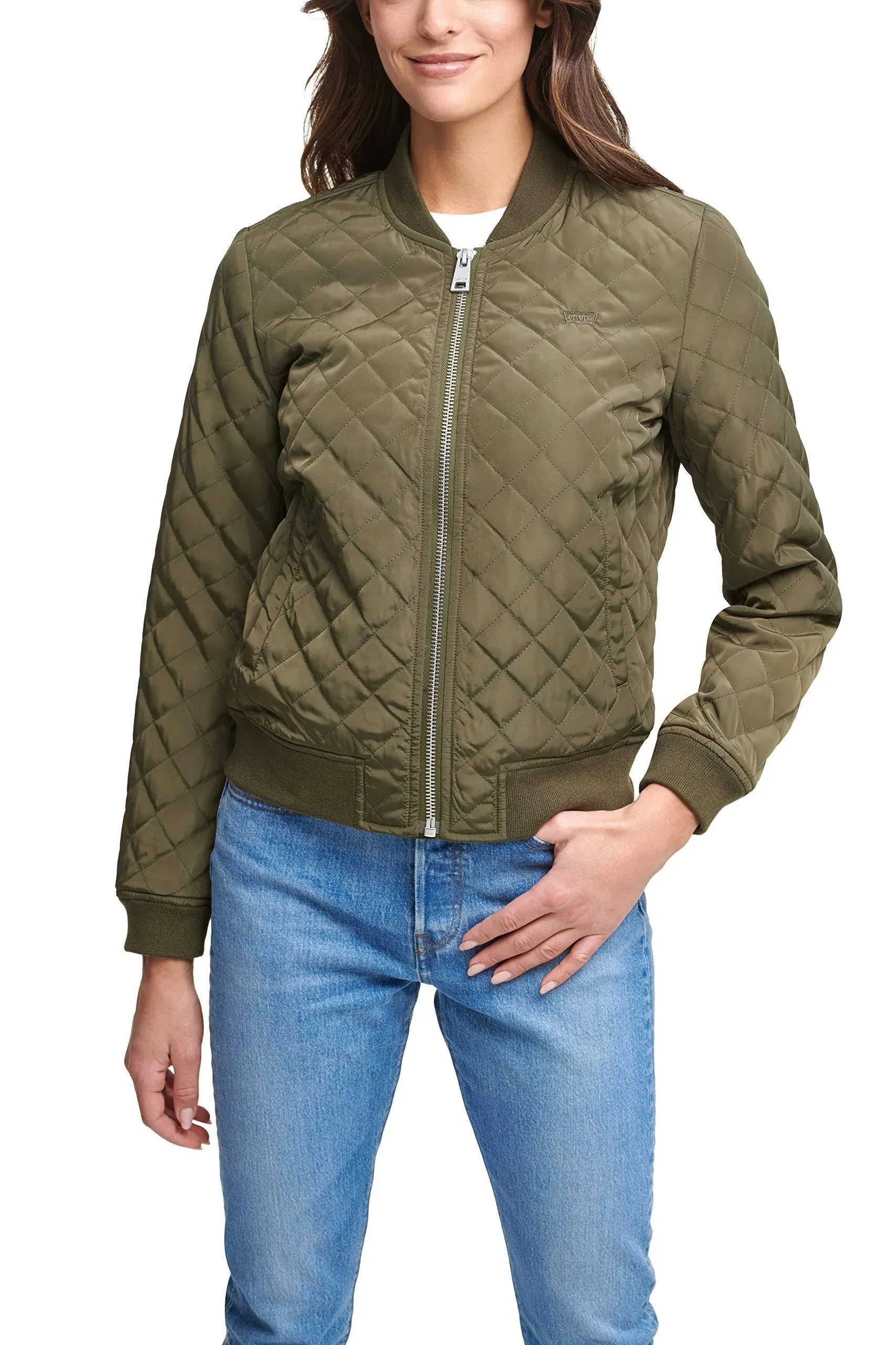 Levi's Diamond Quilted Bomber Jacket - Women's - Army Green S