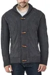 Shawl Collar Cable Knit Cardigan In Grey