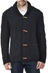 Shawl Collar Cable Knit Cardigan In Black