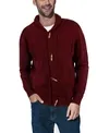 Shawl Collar Cable Knit Cardigan In Burgundy