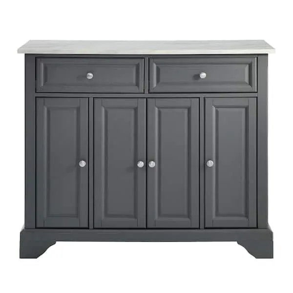 Crosley Furniture Avery Kitchen Island with Paper Marble Top, Gray