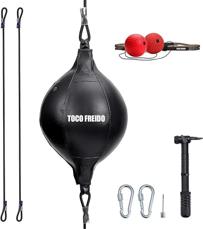 TOCO FREIDO Double End Punchingball, Speed Bag mit Schwierigkeitsgraden Box-Reflexball mit Kopfband, perfekt für Reaktion, Beweglichkeit und Hand-Augen-Koordinationstraining