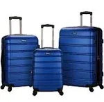 Rockland Melbourne 3 Piece Expandable Abs Spinner Luggage Set, Blue