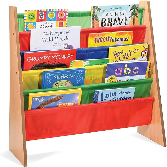 Sagler Kids Bookshelf: 5 Pocket Kids Bookcase And Magazine Rack; Toddler Book