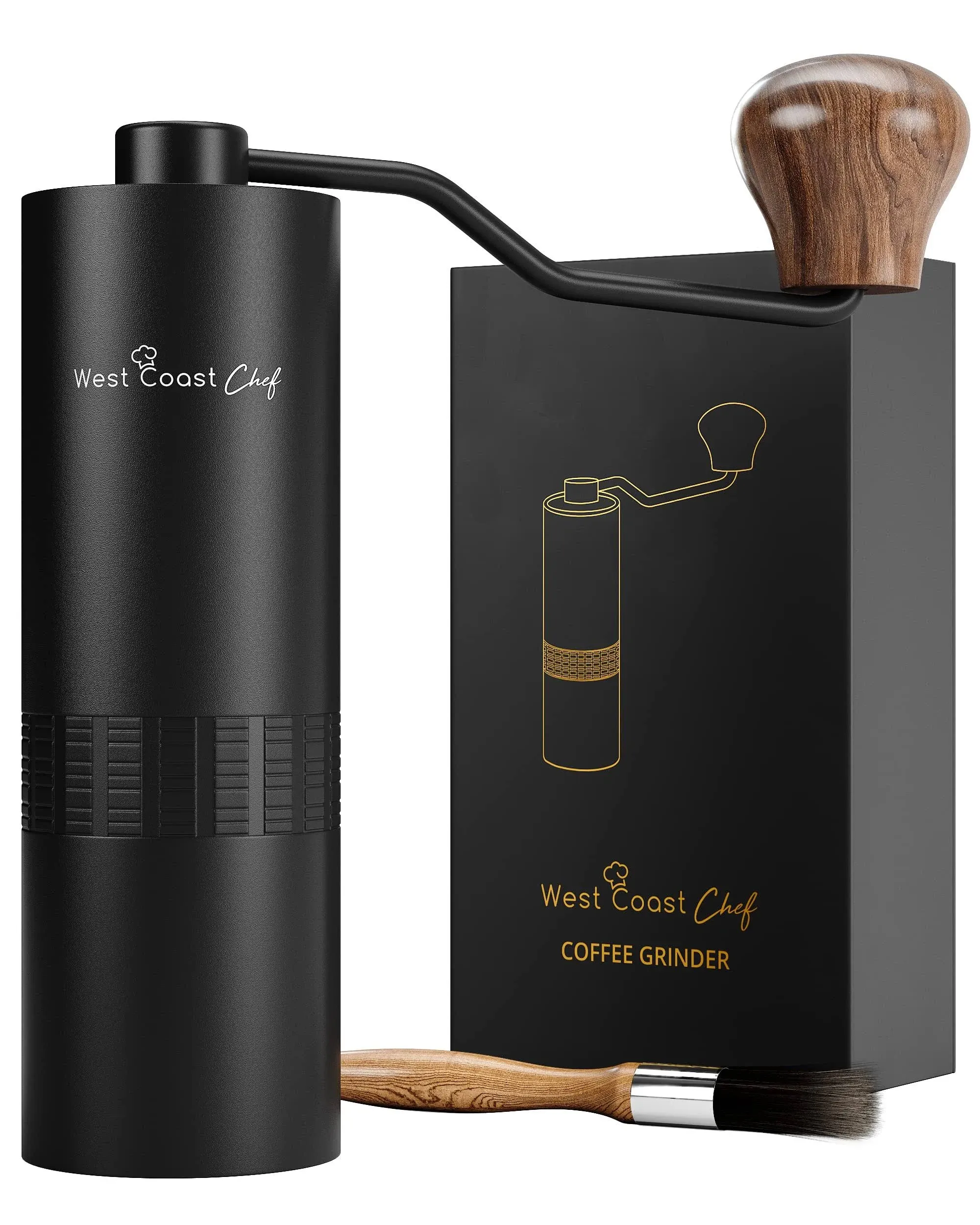 West Coast Chef Manual Coffee Grinder - Manual Burr Grinder, Portable Coffee Grinder Manual - Espresso Hand Grinder Coffee - Manual Coffee Bean Grinder - Travel Coffee Grinder Hand Coffee Grinder BurrWest Coast Chef Manual Coffee Grinder - Manual Bur…