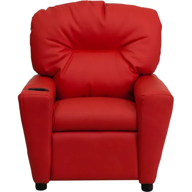 Flash Furniture Contemporary Kids Recliner With Cup Holder And Headrest - Red