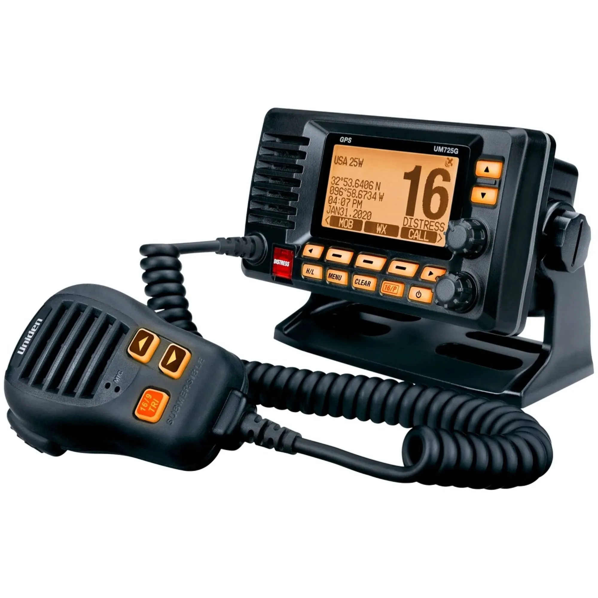 Uniden - UM725 Fixed Mount Marine VHF Radio w/GPS - Black