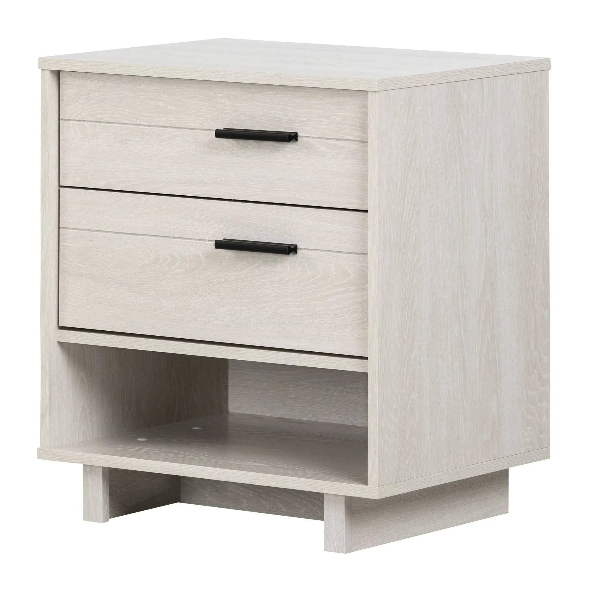 South Shore Fynn Nightstand with Cord Catcher, Winter Oak