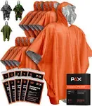 PREPARED4X Emergency Rain Poncho with Mylar Blanket Liner - Survival Blankets for Car - Heavy Duty, Waterproof Camping Gear, Tactical Prepper Supplies