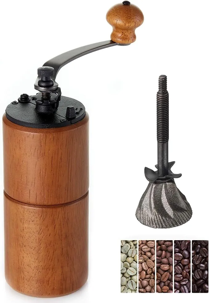 AKIRAKOKI Manual Coffee Grinder Wooden Mill - Brown