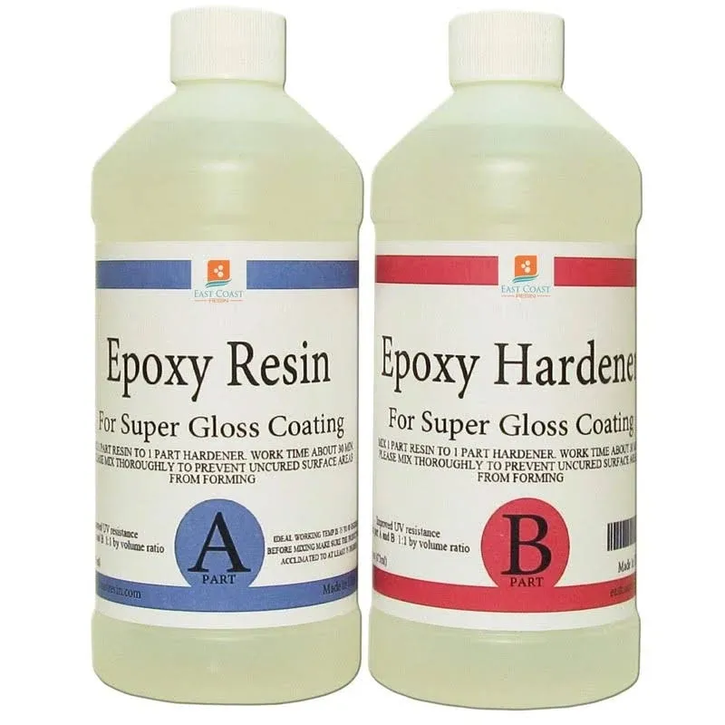 Epoxy Resin Crystal Clear 16 oz Kit for Super Gloss Coating and Tabletops