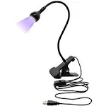 UV USB LED Blacklight Gooseneck Lamp | Uses: Apres Gel x Nail Tips, Detection of Satin, Black Light Fluorescent Paint, UV Gel Nails, and Ultra Violet curing |Clamp Fixtures, and Just Plug & Play| Unas