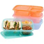 Easylunchboxes Bento Lunch Boxes Reusable 3-Compartment Food Containers for School, Work, and Travel