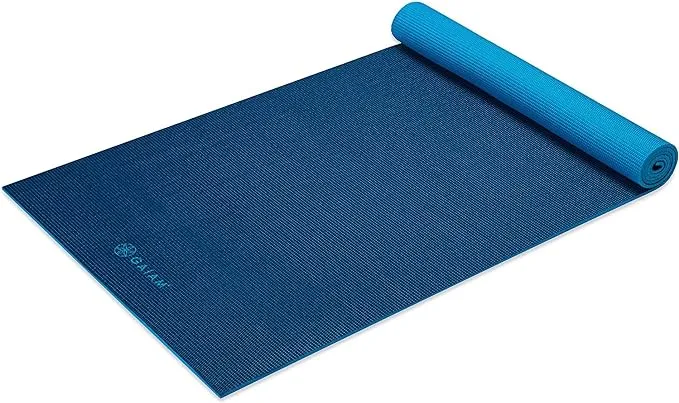 Gaiam Premium 2-Color Yoga Mat, Navy/Blue, 5mm