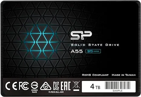 Silicon Power 4TB SSD 3D NAND A55 SLC Cache Performance Boost SATA III 2.5" 7mm (0.28") Internal Solid State Drive (SP004TBSS3A55S25)