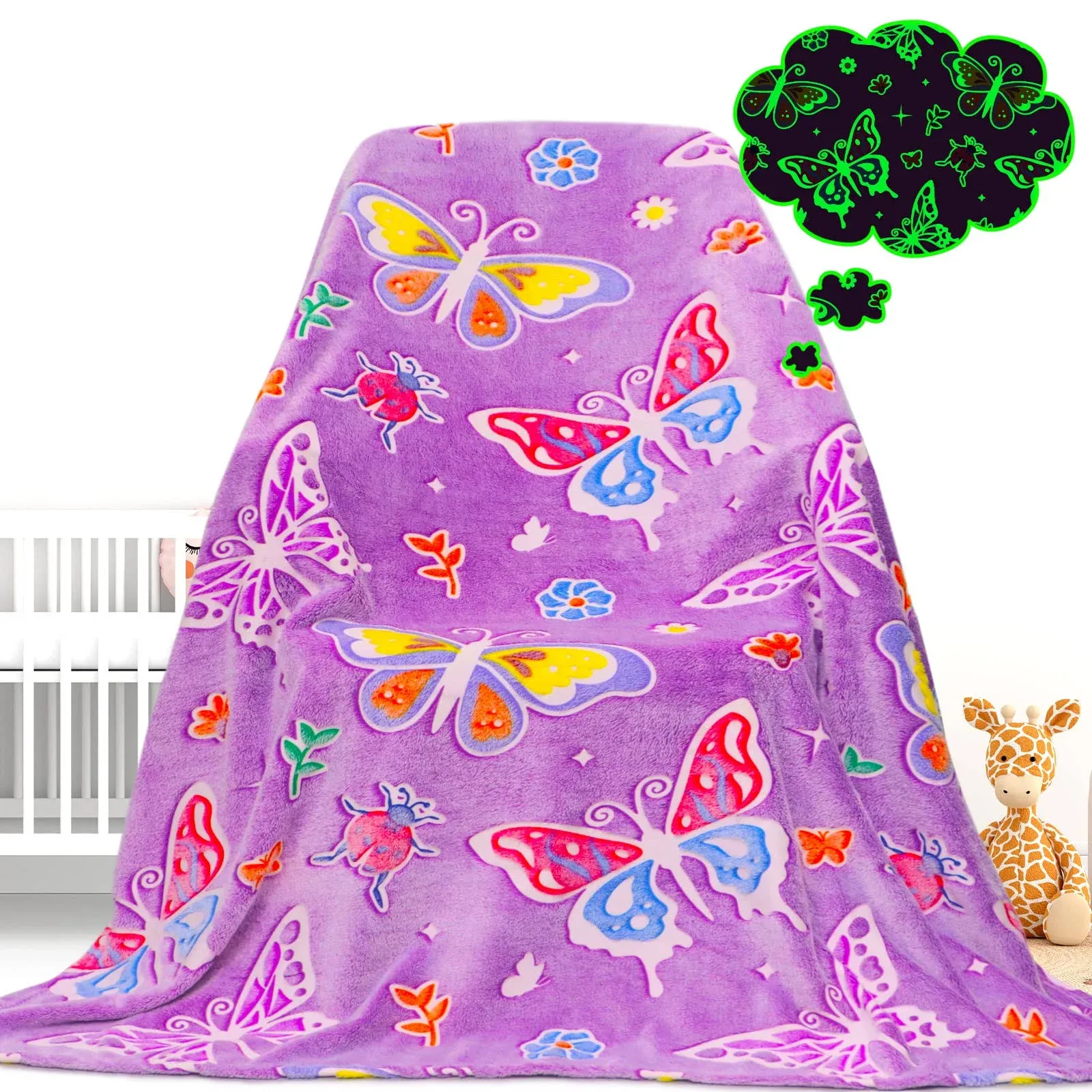 Glow in The Dark Blanket Butterfly Gifts Toys for Girls Women Butterfly Blankets for Birthday Gifts for Kids