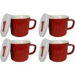 Corningware 20 oz Tomato Red Meal Mug with Lid (4-Pack)