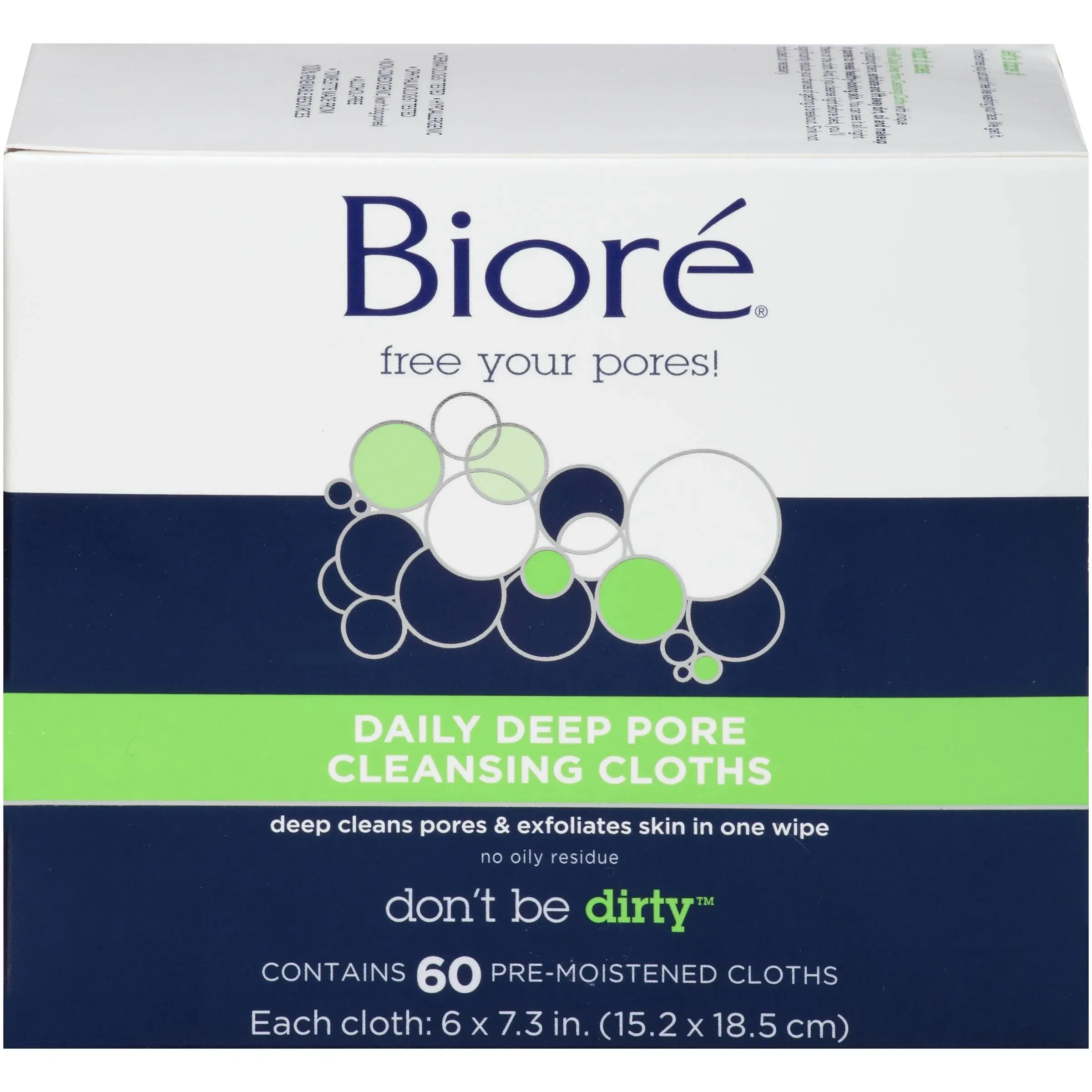 Bioré Daily Make Up Removing Cloths Facial Cleansing Wipes with Dirt-grabbing Fibers for Deep Pore Cleansing without Oily Residue