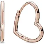 Pandora Rose Gold Asymmetrical Heart Hoop Earrings Silver AU505507