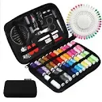 JUNING Sewing Kit with Case 130 Pcs Sewing Supplies for Home Travel and Emergency Kids Machine Contains 24 Spools of Thread of 100m Mending and Sewing