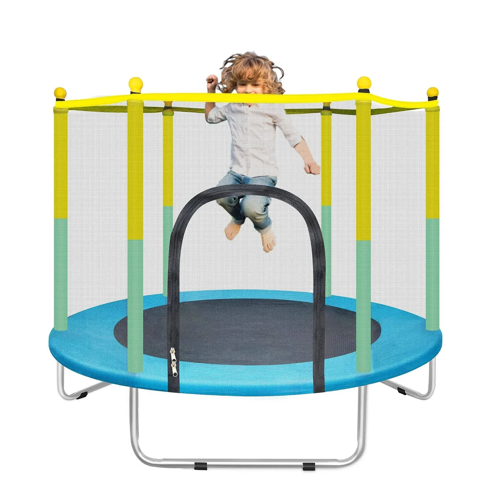 55&#034; Small Trampoline for Kids with Net, 4.6FT Indoor Outdoor Toddler 