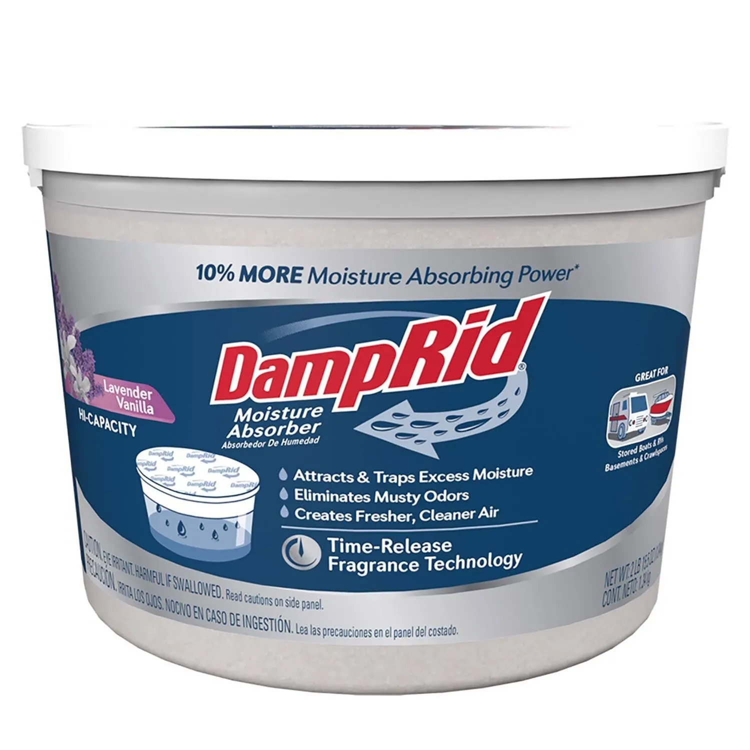 DampRid Hi-Capacity Moisture Absorber Bucket, Fresh Scent, 2 lb. 15.5 oz. & Moisture Detection Strip (2 Pack), Attracts & Traps Excess Moisture