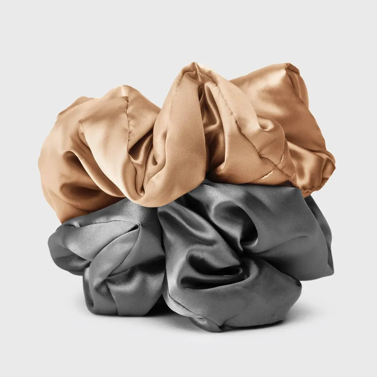 Kitsch Satin Pillow Scrunchies - Blush/Charcoal