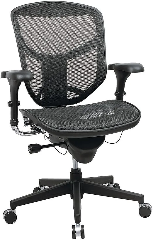 WorkPro® Quantum 9000 Series Ergonomic Mesh/Mesh Mid-Back Chair, Gray/Black, BIFMA Certified