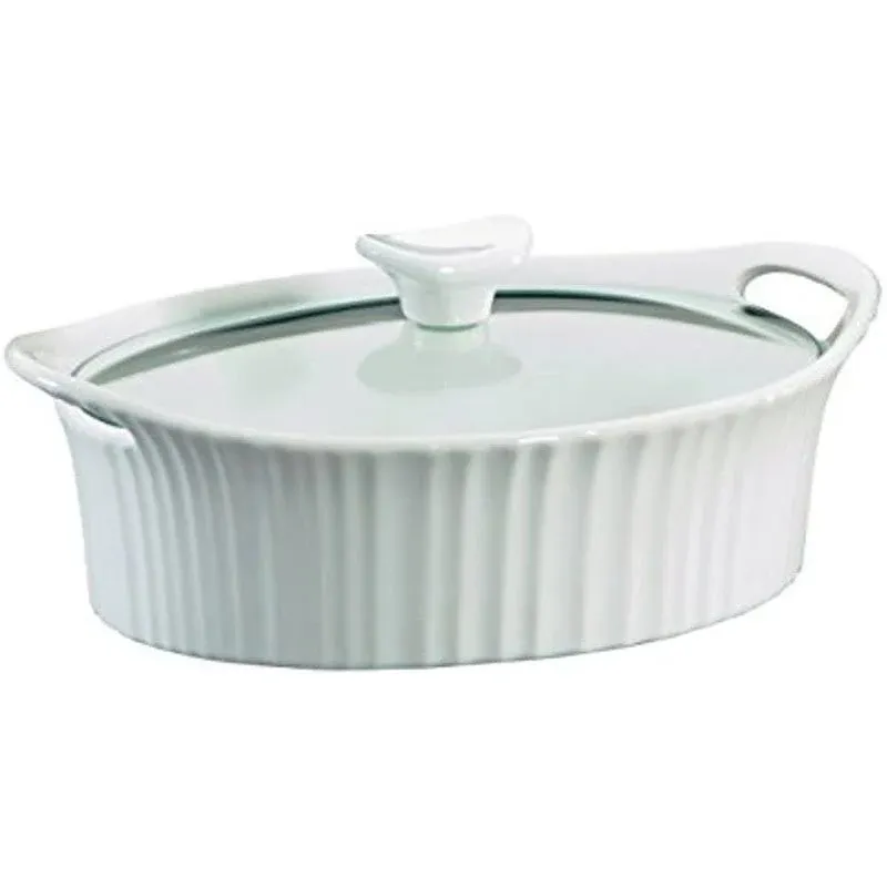 Corningware French White Oval Casserole with Glass