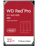 Western Digital 22TB WD Red Pro NAS Internal Hard Drive HDD - 7200 RPM, SATA 6 Gb/s, CMR, 512 MB Cache, 3.5" - WD221KFGX