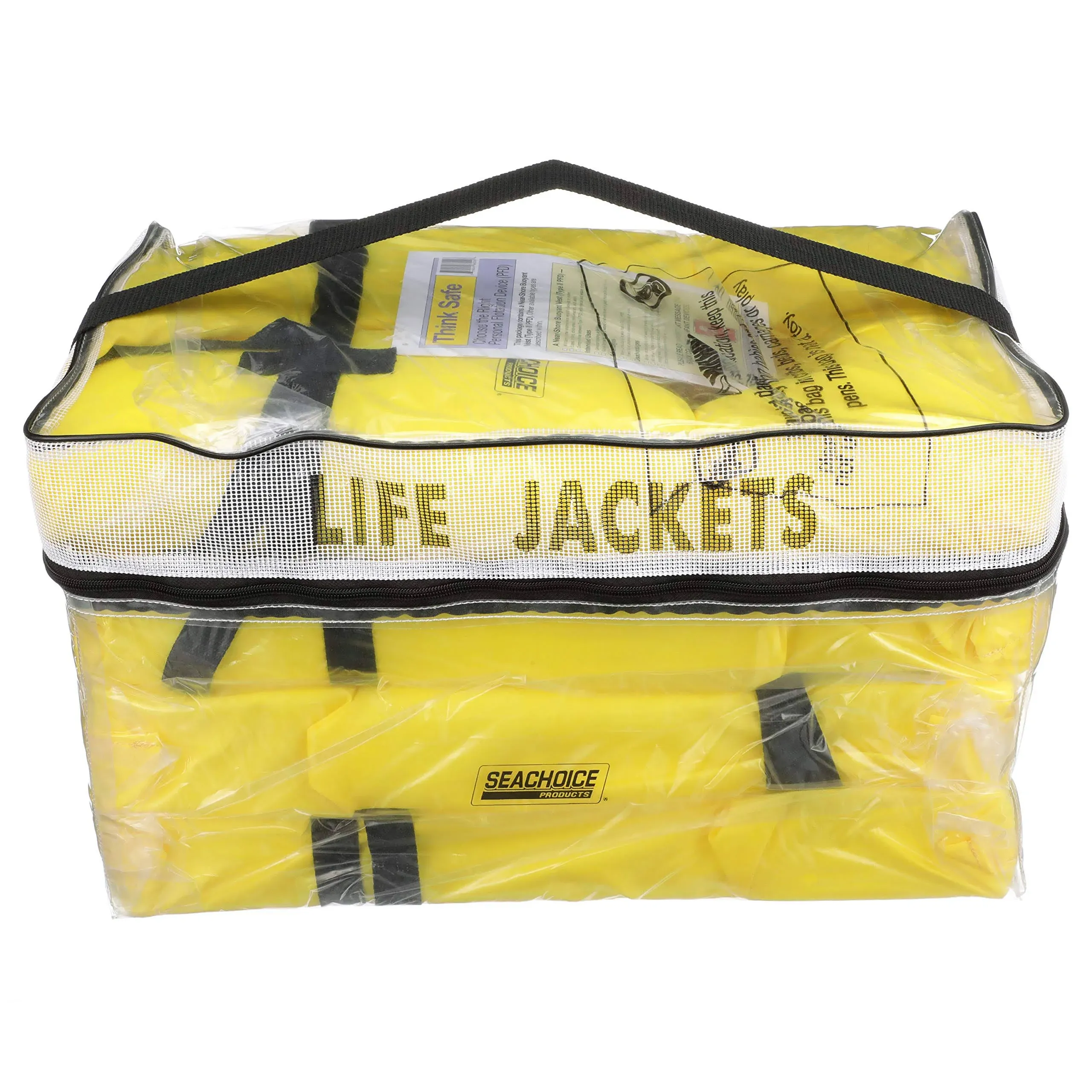 Seachoice Life Vest Type II Personal Flotation Device Yellow Adult 4-Pack w/ Bag