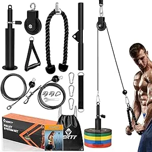 LAT and Lift Pulley System Gym, SERTT Upgraded DIY Fitness Pulley Cable Machine Attachment for Triceps Pull Downs, Biceps Curl, Forearm, Shoulder - H