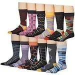 James Fiallo Men 12 Pairs Novelty Crew Socks - Colored Assorted Designs Available ...