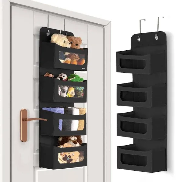 Utopia Home 4 Shelves Hanging Closet Organizers and Storage Organizer for Closet, RV Baby Kids Closet Door Organizers and Storage, Over The Door Organizer Nursery, Bedroom, Black (Pack of 1)