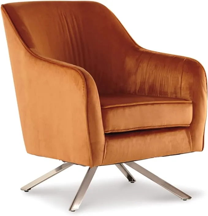 Signature Design by Ashley Hangar Eclectic 360 Swivel Accent Chair, Orange