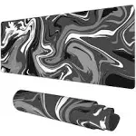 Abstract Black White Ink Liquid Waves Extended Gaming Mouse Pad