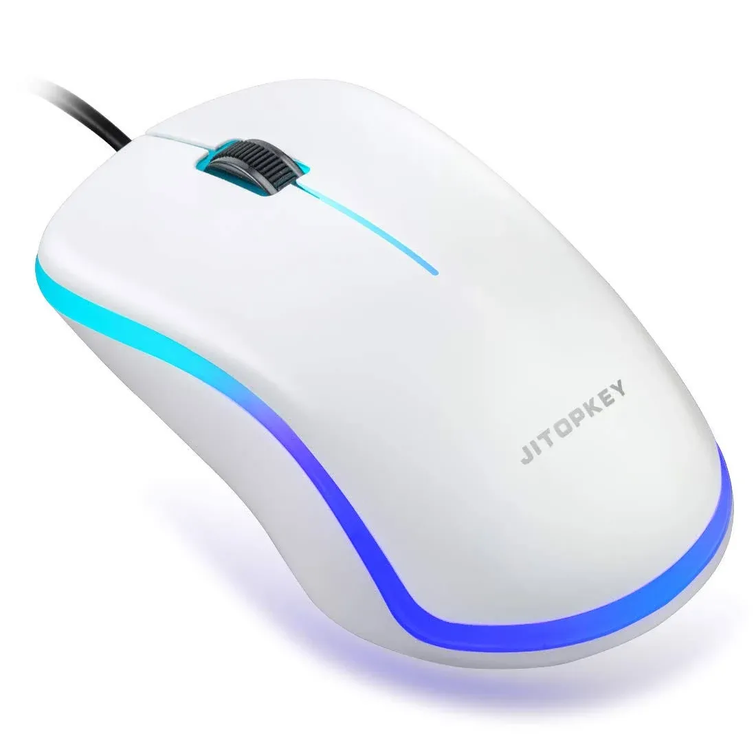 JITOPKEY Wired Computer Mouse High Quality Switch White Rainbow Lights New