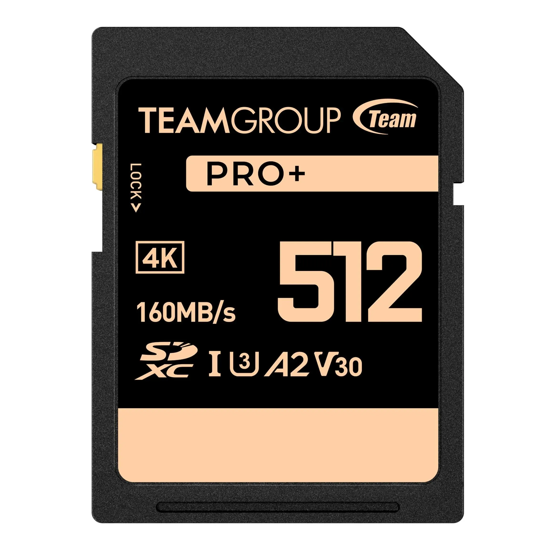 Team Group 512GB PRO+ SDXC U3 V30 A2 4K SD Card, Read/Write Speed Up to 160/90MB