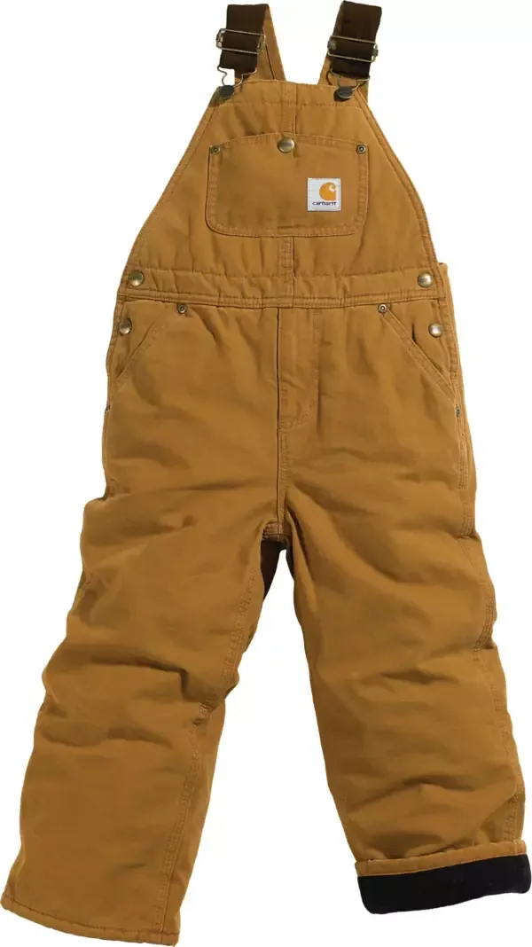 Carhartt Boys' 7 Brown Canvas Quilt Lined Bib Overall