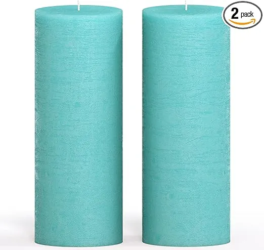 CANDWAX 3x8 Pillar Candle Set of 2 - Decorative Glitter Candles Unscented and No Drip Candles - Ideal As Wedding Candles or Large Candles for Home