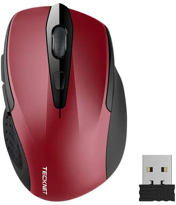 TECKNET Wireless Mouse, 2.4G Ergonomic Optical Mouse 2600 DPI, 5 Adjustment Levels