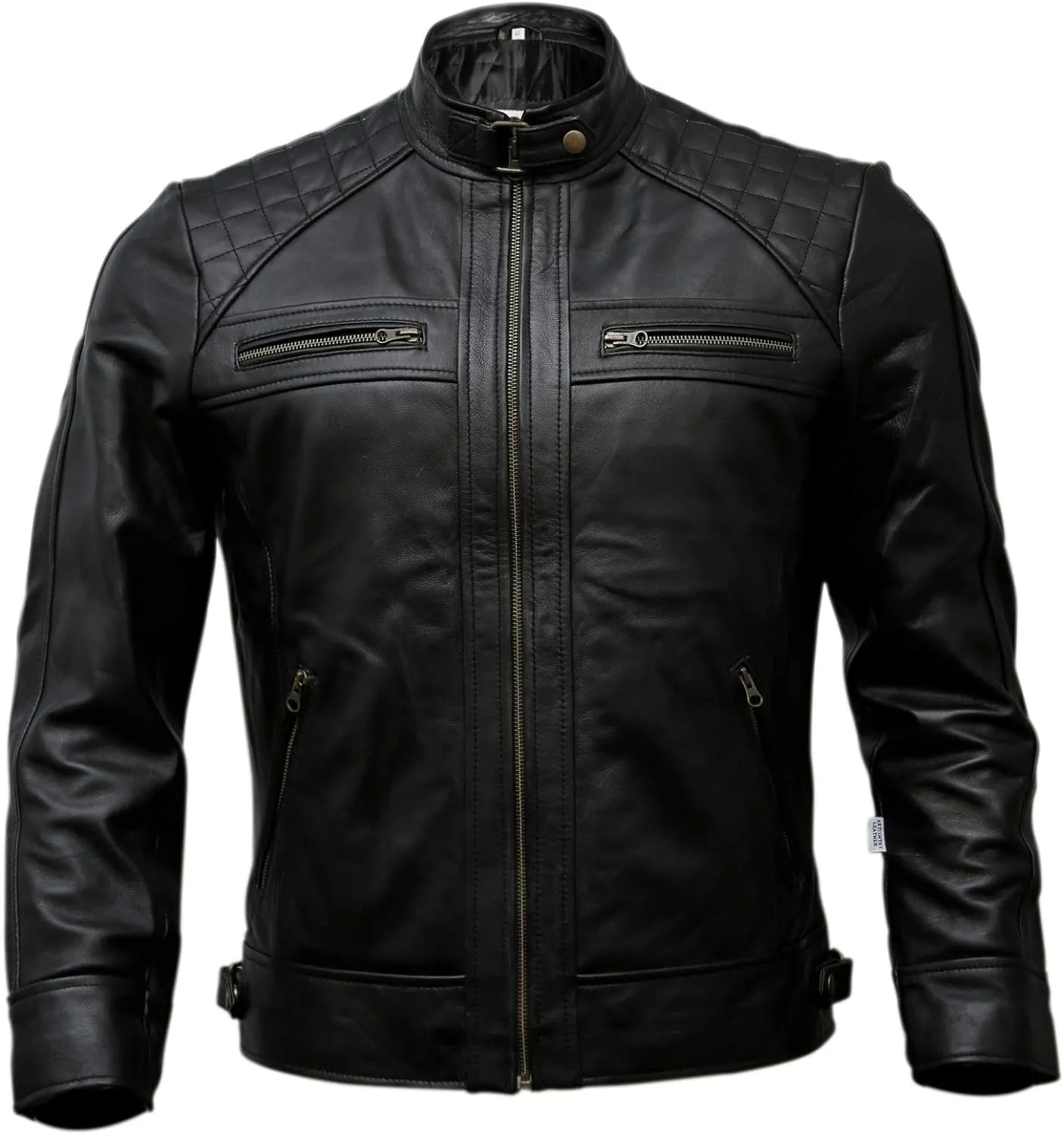 Artistry Leather Mens Genuine Leather Biker Jacket Black | Vintage Brown Distressed Lambskin Motorcycle Jackets for Men (Medium, Black)