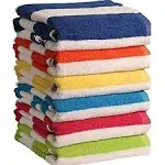 Quba Linen - 100% Cotton Bath Towel, Pack of 6, Cabana Stripe Beach Towels, Large Pool Towels (30" x 60), Highly Absorbent, Light Weight, Soft and qui