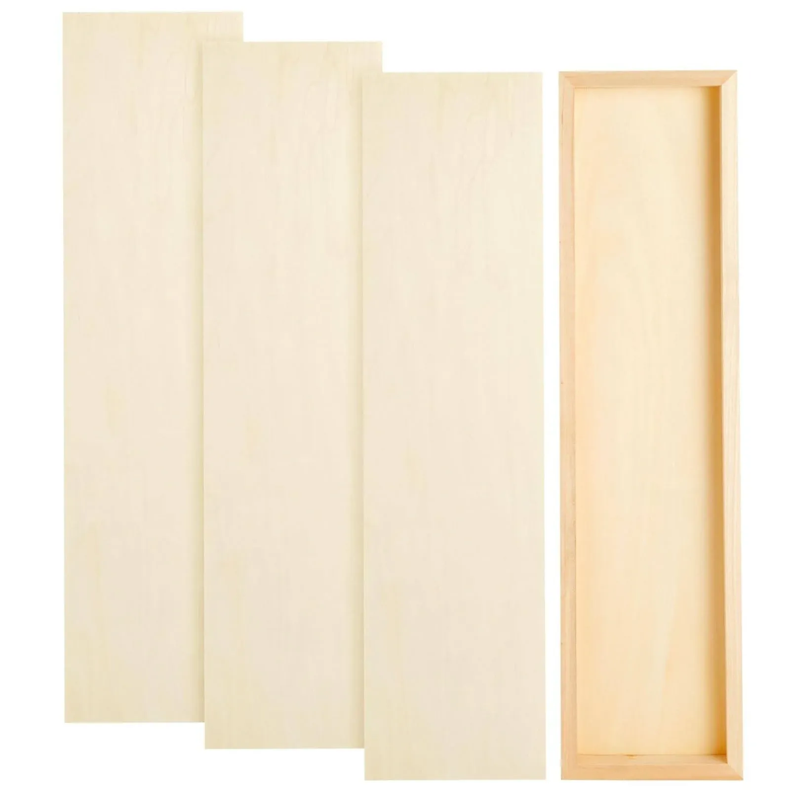 4 Pack Unfinished Wood Panels for Painting, DIY, Arts and Crafts, Deep Cradle Boards, 6x23 Inch Wood Canvas, Blank Wooden Sign for Wall, Home, Office, School, 0.84 in Thick