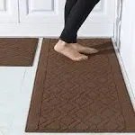 COSY HOMEER 48x20 Inch/30X20 Inch Kitchen Rug Mats Made of 100% Polypropylene 2 Pieces Soft Kitchen Mat Specialized in Anti Slippery and Machine Washable,Brown