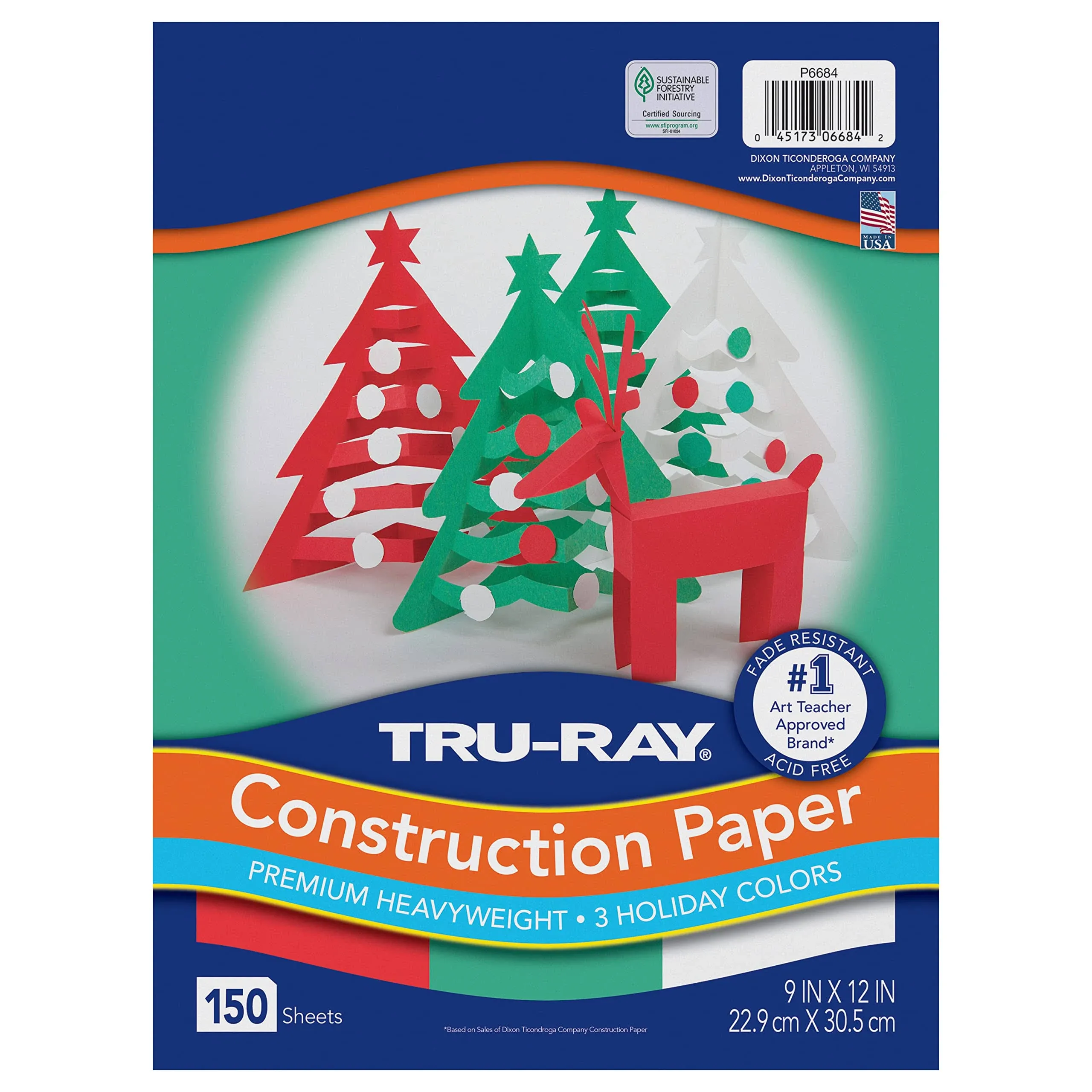 Construction Paper, Holiday Assortment, 9" x 12", 150 Sheets