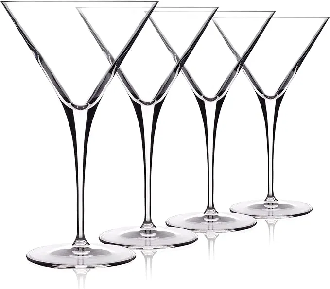 Crescendo 10oz Lead-Free Crystal Martini Glasses Set of 4 - Made in Italy