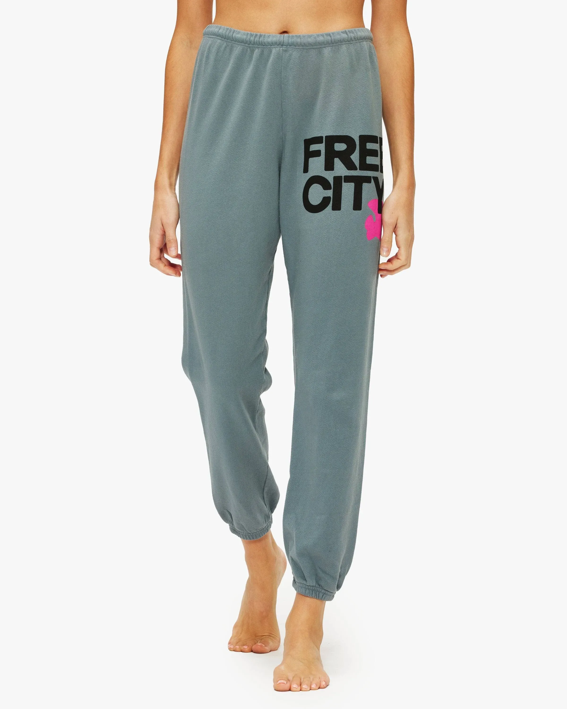 Freecity Women's Logo Cotton Sweatpants - Gray Art - Size Large