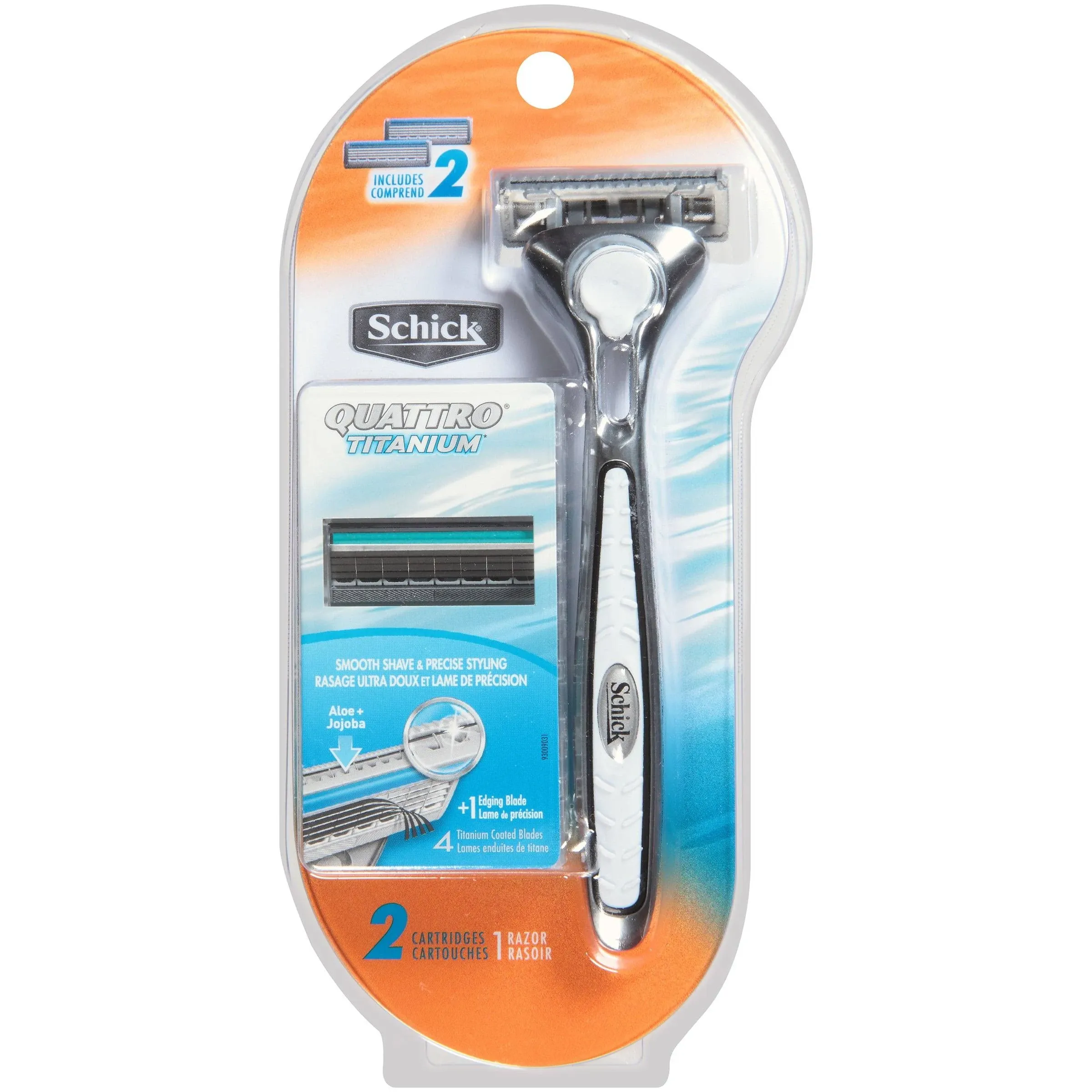 Schick Quattro Titanium Razor, 2 Cartridges, 1 Razor